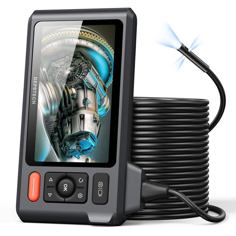 DEPSTECH Triple Lens Endoscope Camera with Light with 50FT Semi-Rigid Cable, 5" IPS Screen Sewer Inspection Camera, 1080P Industrial Borescope, Split Screen, Waterproof Drain Pipe Tool, Carrying Case - Image 1